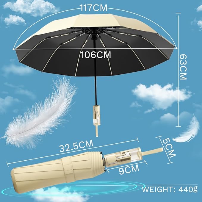 YINBAOGE Compact Travel Umbrella, Automatic Folding Windproof 12 Ribs, 42 Inch Canopy with UV Protection, Durable Lightweight Portable Parasol for Rain & Sun, Fits Car, Backpack, Men & Women