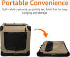 Amazon Basics Portable Folding Soft Dog Crate for Cat, Dog, Rabbit, Double Door with Mesh Ventilation, Collapsible, Easy to Set Up, Large 36" x 24" x 24", Tan