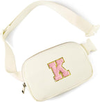 Gitus Personalized Gifts Birthday Gifts for Girls Fanny Pack Cross Body Bags with Initial Letter Preppy Stuff Gifts for Her Girlfriend Wife Sister Friends Mom (Ivory-K)