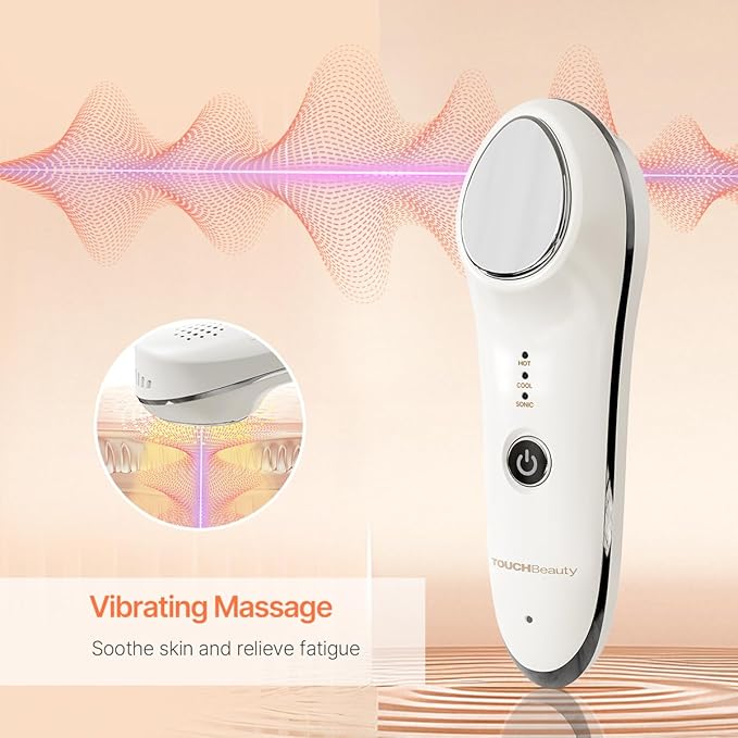 TOUCHBeauty Face Massager Hot and Cold, 42℃/6℃ Vibration Device for Smoother Tighter Face, Portable Facial Lifting Tool for Women, Perfert for Travel, Home