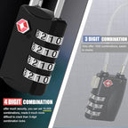 2 Pack 4 Digit TSA Luggage Locks, Diyife Outdoor Waterproof Padlock, Combination Lock for Backpack, Locker, Gate, Toolbox, High-Strength Zinc Alloy Steel - Black & White