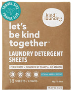 Kind Laundry Detergent Sheets – 18 Loads Ocean Breeze, EWG Verified, No Residue After Wash, Eco Plastic-Free Liquidless Laundry Soap, Non-Toxic Formula, for Sensitive Skin, Travel & Dorm Friendly