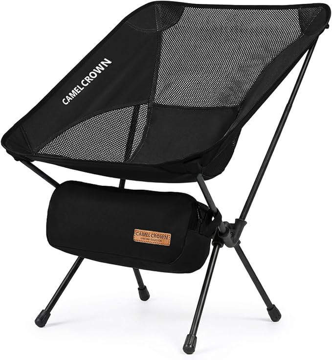 CAMEL CROWN Camping Chair Heavy Duty Backpacking Chair - Ultra-Light Folding Chair with Carry Bag, Portable Compact for Outdoor, Lawn, Hiking, Beach, Picnic