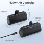 [2 Pack]Mini Portable Charger for iPhone 5200mAh,20W PD Fast Charging Power Bank for iPhone, Ultra-Compact Battery Pack Travel Portable Phone Charger Compatible with iPhone 14 13 12 11 X 8 7 6 Series