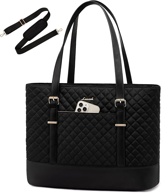 LOVEVOOK Laptop Bag for Women, 17.3 Inch Work Tote Computer Bag With Large Cup Holder, Lightweight Large Laptop Briefcase for Travel, Bussiness, Teacher