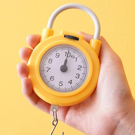 FRCOLOR Portable Mini Spring Scale with Hook High Precision Electronic Luggage Weight Scale for Travel Set Yellow Blue