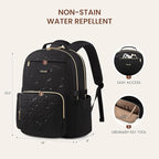 LOVEVOOK Laptop Backpack for Women with Pouch Pocket for Large Capacity Cup,18 Inch Teacher Nurse College Work Backpack Purse,Waterproof Laptop Bag Computer Back Pack for Travel,Black+Wicker pattern