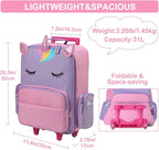 VASCHY Rolling Luggage for Kids, Cute Travel Carry on Suitcase for Girls/Toddlers/Children with Wheels 18inch Unicorn
