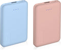 Miady 2-Pack 5000mAh Mini Portable Charger, 5V 2.4A USB-C Output Fast Charging Battery Pack Travel Small Power Bank Compatible with iPhone 16/15 Galaxy S24/S22 iPad Android etc (Cream Blue+ Pink)