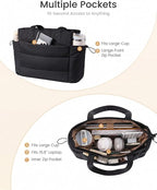 LOVEVOOK Tote Bag for Women with Giant Tumbler Holder Pocket, Puffer Work Travel Laptop Handbag with Zipper for Nurse Teacher