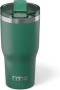 RTIC 30oz Essential Tumbler with Lid, Ceramic Lined, Insulated, Stainless Steel, Metal, Double Wall Vacuum-Insulation, Travel Cup for Iced Coffee, Tea, Hot and Cold Drink, Pine Tree