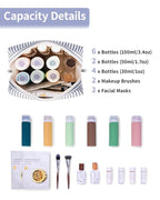 Narwey Striped Makeup Bag Travel Cosmetic Bag Organizer Toiletry Bag Make Up Bags with Compartments for Women Girls (Large, Greyish Blue Stripe)