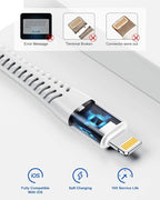 [ Apple MFi Certified ] iPhone Charger 6ft, Long Lightning to USB Cable 6 Feet, Fast Apple Charging Cable Cord 6 Foot for iPhone 14 Pro Max/13 Pro Max/12 Mini/11 Pro/11/XS/XR/8/7/6s/iPad,Air