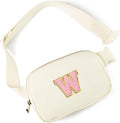 Gitus Personalized Gifts Birthday Gifts for Girls Fanny Pack Cross Body Bags with Initial Letter Preppy Stuff Gifts for Her Girlfriend Wife Sister Friends Mom (Ivory-W)