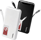 Miady [UL Listed] 2-Pack Portable Charger, 10000mAh Slim Power Bank Built-in 2 Cables Lightweight Travel Battery Pack 3 Outputs 2 Inputs Compatible with iPhone 17/16/15/14/13 Galaxy S24/S22 iPad etc