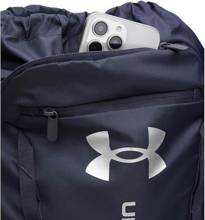 Under Armour Unisex Hustle Sackpack, (410) Midnight Navy/Midnight Navy/Metallic Silver, One Size Fits Most