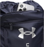 Under Armour Unisex Hustle Sackpack, (410) Midnight Navy/Midnight Navy/Metallic Silver, One Size Fits Most