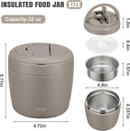wiwens Thermo Food Jar for Hot Food Adults 32OZ Soup Thermo Lunch Containers Wide Mouth Vacuum Insulated Stainless Steel Leakproof Bento Box with Spoon (Khaki)