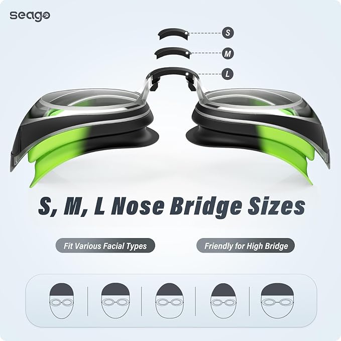 Seago 2 Pack Swimming Goggles Anti-fog Anti-UV Silicone Swim Goggles Adult Women Men