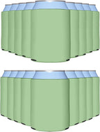 PartyPrints 25 Pack Mint Blank Can Cooler Sleeves, Customizable Bulk Insulated Foam for Beer, Collapsible Plain Drink Holder, Cold Soda Insulator, 12oz Regular, 16oz Tall Cans