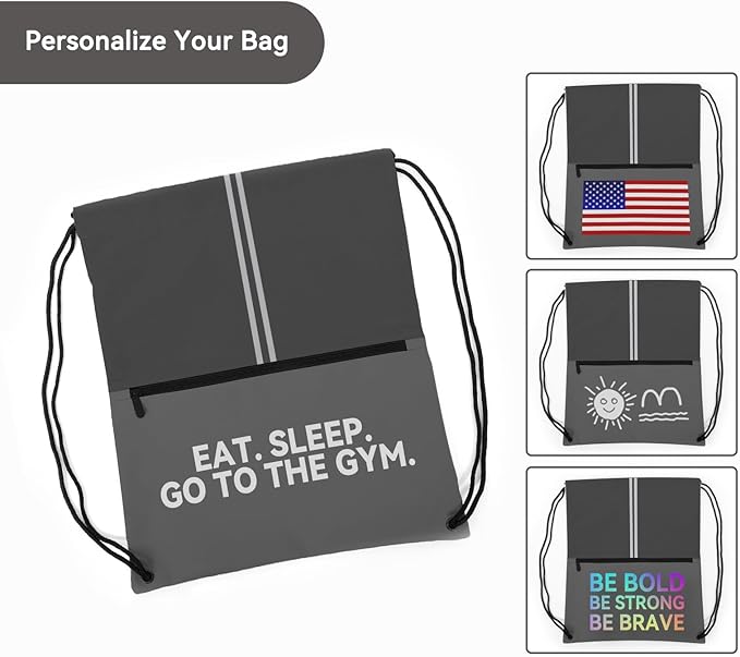 Drawstring Backpack Large Sports Draw String Bag for Men and Women (Urban Gray)