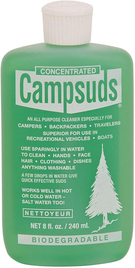 8 Oz Biodegradable All-in-One Liquid Soap & Shampoo for Camping, Hiking & Outdoor Adventures - Multi-Purpose, Salt & Cold Water Safe