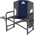 Colegence Oversized Directors Camping Chair Support 600 LBS, Heavy Duty Folding Outdoor Chairs with Detachable Side Pocket and Adjustable Side Table for Outside Beach,Lawn,Fishing (Blue)