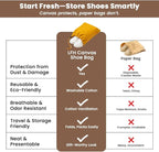 LFH Cotton Rich Shoe Storage Bags with Drawstring, Dustproof Breathable Reusable Organizer, Perfect For Travel, Dorm, Hotel, College, Gym, Easy to Carry, Machine Washable 12"x17" (Pack of 4) - Golden