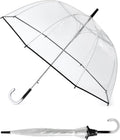 G4Free 52 inch Clear Bubble Umbrella, Large Canopy Transparent Dome Coverage Stick Umbrella, J Hook Handle European Style for Weddings,Prom,Graduation and Outdoor Events