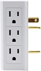 Projectpak 6 Outlet Vertical Extender Wall Tap - Split 2 Outlets Into 6 Grounded with Side Access | 2 Pack