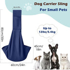 Pawaboo Small Dog Sling Carrier, Reversible Hands Free Dog Sling Carriers for Small Dogs and Cats, Puppy Slings Carrier with Safety Harness, Puppy Essentials, Indigo