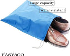 6 Pack Waterproof Nylon Shoe Bags Travel Bags for Men Women (Black+Blue+Sky Blue, 15.1"(L) x12.2"(W))