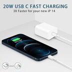 CXX Charger for iPhone 20W Fast Charging [MFi Certified, 2-Pack] USB-C PD Block & 6FT Cable Compatible with iPhone 14/13/12/11/Pro/Plus/Max/Mini/SE, iPad & More