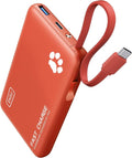 INIU Portable Charger, Slim 10000mAh Power Bank with Build in USB-C Cable, 45W Fast Charging Mini Battery Pack, Travel Trip Flight Cruise Ship Essentials for College Student Travelers Boy Girl, Orange