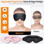 BeHoomi Sleep Mask, 2 Packs Premium Eye Mask for Sleeping, Total Blackout, Superior Soft Comfort, Upgraded 3D Ergonomic Designed Sleeping Mask for Home, Office, Travel, Meditation, Yoga, Black & Pink