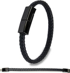 SEANADO Leather Bracelet Charger USB Charging Cable Braided Cords USB Portable Travel Charger for Mens Womens Compatible with iPhone 15 XS MAX Android Samsung (Type-c for Android, L(8'85'')