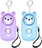 Personal Alarm Safe Sound for Women Kids Elders, 2 Pack Cute 130dB Loud Siren Safety Self-Defense with LED Light, Security Keychain Emergency Alert Alone (Blue+Purple)