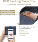 RFID Leather Passport Holder for Travel Women & Men – Slim Passport Wallet for Womens with Card Slots, Zippered Coins Pocket and Cash Holder Mother's Day Gift (Sapphire Blue)