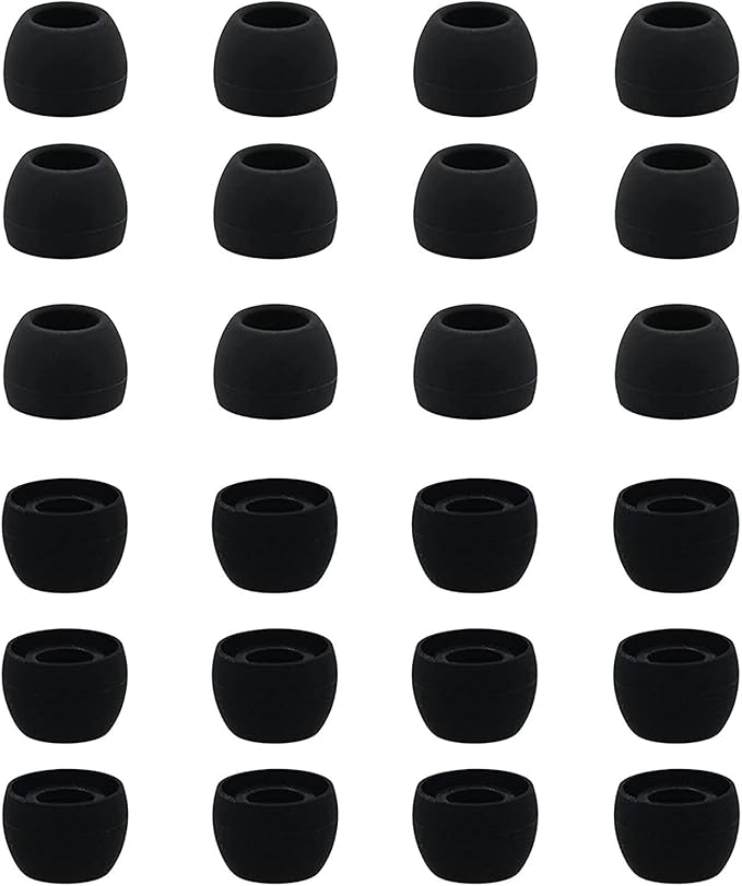12 Pairs Silicone Replacement Earbud Ear Buds Tips Compatible with 3.8mm to 5.5mm Nozzle Earbuds Earphones, Small Size Black
