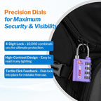 Forge Dual-Opening: Key or Combination Lock, TSA Approved Lock for Luggage, Pelican case, Travel, Gym, School, Luggage Combination Lock, Travel Bag Lock (Purple 2 Pk)