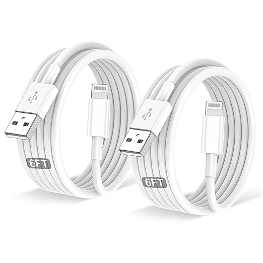 2PACK for iPhone Charger 6FT,Lightning Charging Cable,for Apple Certified Cord for iPhone 14/13/12/11 Pro/X/Xs Max/XR/8 Plus/7/6s/SE/5c/5s,for iPad Air/Mini USB Charge 6Foot