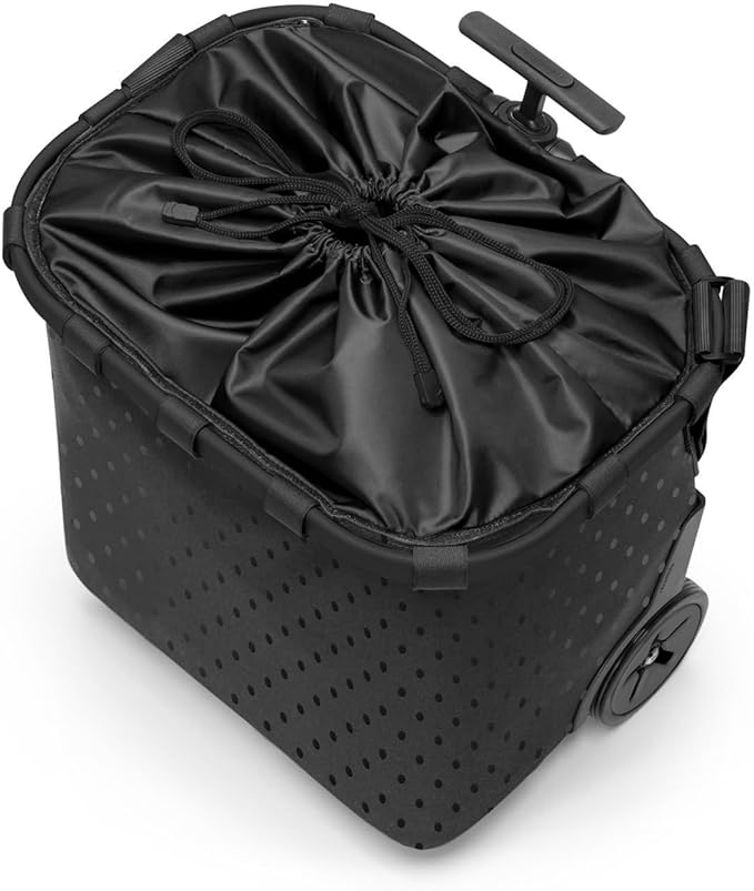reisenthel carrycruiser glossy dots black - Portable shopping trolley with sturdy aluminum frame, shoulder strap and removable mesh inner bag -water-repellent