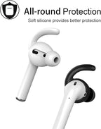 Anti-Slip Earhooks Soft Silicone Skin Compatible with Apple Headphone 2 & 1 Lightweight Sound Quality Enhancement for Headphones Outdoor Activities in-Ear EarHook 2 Pairs White & Black