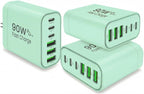 90W GaN USB C Charger Block [3 Pack],6-Port USB C Wall Charger Fast Charging 45W PD Power Adapter for MacBook Air/iPad Pro/iPhone 17Pro Max/Samsung Galaxy S24 Ultra/Tabs for Home Travel