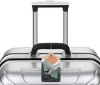 2 Pack Luggage Tags for Suitcases, PU Leather Bag Tag with Privacy Cover Address Card Travel Essentials-Sunrise Forest Deer