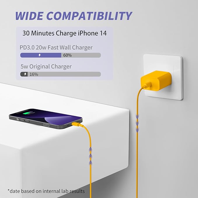 iPhone Charger Fast Charging,[MFi Certified] 2Pack 20W Type C Fast Charger Block with [10FT&6FT] USB C to Lightning Cable Compatible for iPhone 14/13/12/11 Pro Max/Xs Max/XR/X,iPad