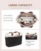 LOVEVOOK Tote Bag for Women, Puffer Work Travel Handbag with Zipper for Teacher Nurse, Quilted Cute Laptop Shoulder Gym Bag