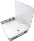 Battery Operated Phone Charger Emergency|USB Battery Powered Power Bank Portable 4 AA Batteries Powered Outlet (White)