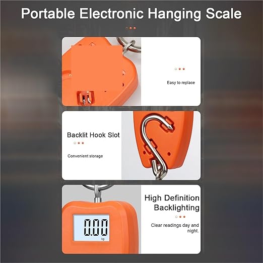 Luggage Weight Scale, Portable Electronic Luggage Scale Multifunctional Digital Scales LCD Display Travel High Accurate Handheld Weighing Tool,for Travel(Orange)