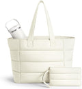 Puffer Tote Bag with Pouch,Women's Lightweight Quilted Shoulder Bag,15.6"/17.3" Laptop Travel Weekender for Work & Nurses